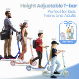 Hyeed Light Up Kick Scooter with Disc Brake Blue