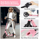 Hyeed Kick Scooter with Disc Brake Pink