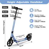 Hyeed Kick Scooter with Disc Brakes Lighting Bule