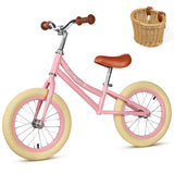 14 Inch Kids Balance Bike with Removable Basket Pink