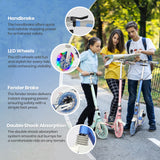 Hyeed Light Up Kick Scooter with Disc Brake Blue