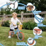 14 Inch Kids Balance Bike with Removable Basket Blue