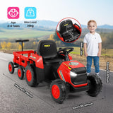 Kids 12V Ride-On Tractor with Detachable Trailer & Remote Control