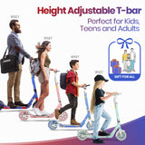 Hyeed Light Up Kick Scooter with Disc Brake Dark Blue