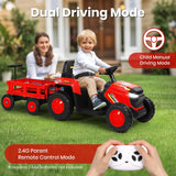 Kids 12V Ride-On Tractor with Detachable Trailer & Remote Control