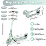 Hyeed Light Up Kick Scooter with Disc Brake Green