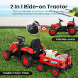 Kids 12V Ride-On Tractor with Detachable Trailer & Remote Control