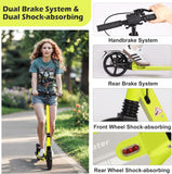 Hyeed Kick Scooter with Disc Brakes Yellow