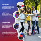 Hyeed Light Up Kick Scooter with Disc Brake Dark Blue