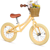 14 Inch Kids Balance Bike with Removable Basket Light Yellow