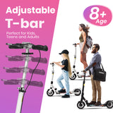 Hyeed Light Up Kick Scooter with Disc Brake White