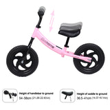 12" Balance Bike with Carbon Steel Frame Pink