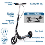 Hyeed Kick Scooter with Dual Brake Black