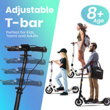 Hyeed Light Up Kick Scooter with Disc Brake Black