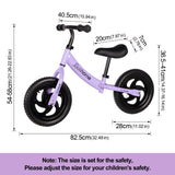 12" Balance Bike with Carbon Steel Frame Purple