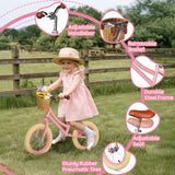 14 Inch Kids Balance Bike with Removable Basket Pink
