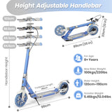 Hyeed Light Up Kick Scooter with Disc Brake Blue