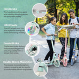 Hyeed Light Up Kick Scooter with Disc Brake Green