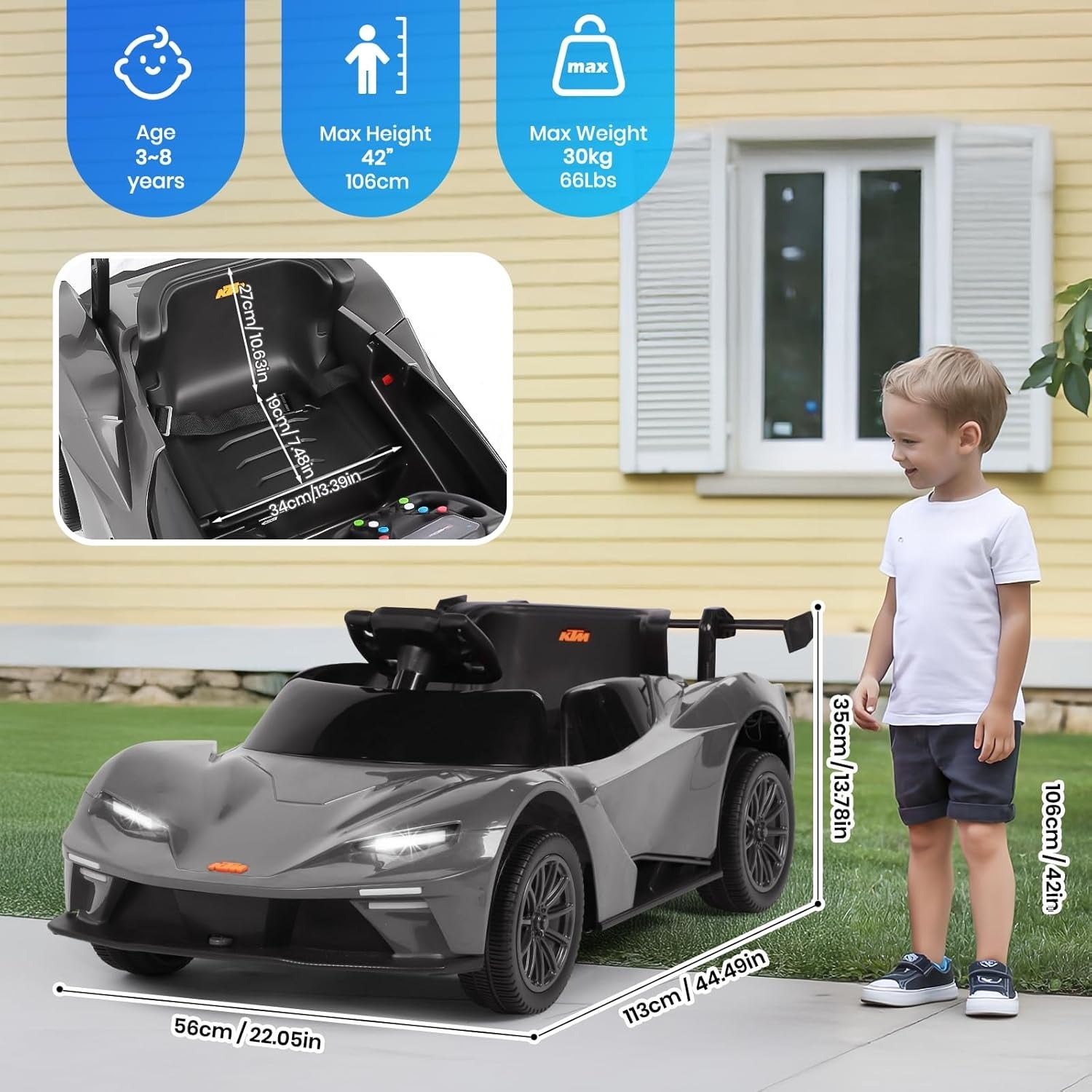 12V Kids Electric Sports Car Ride-On with Remote Control