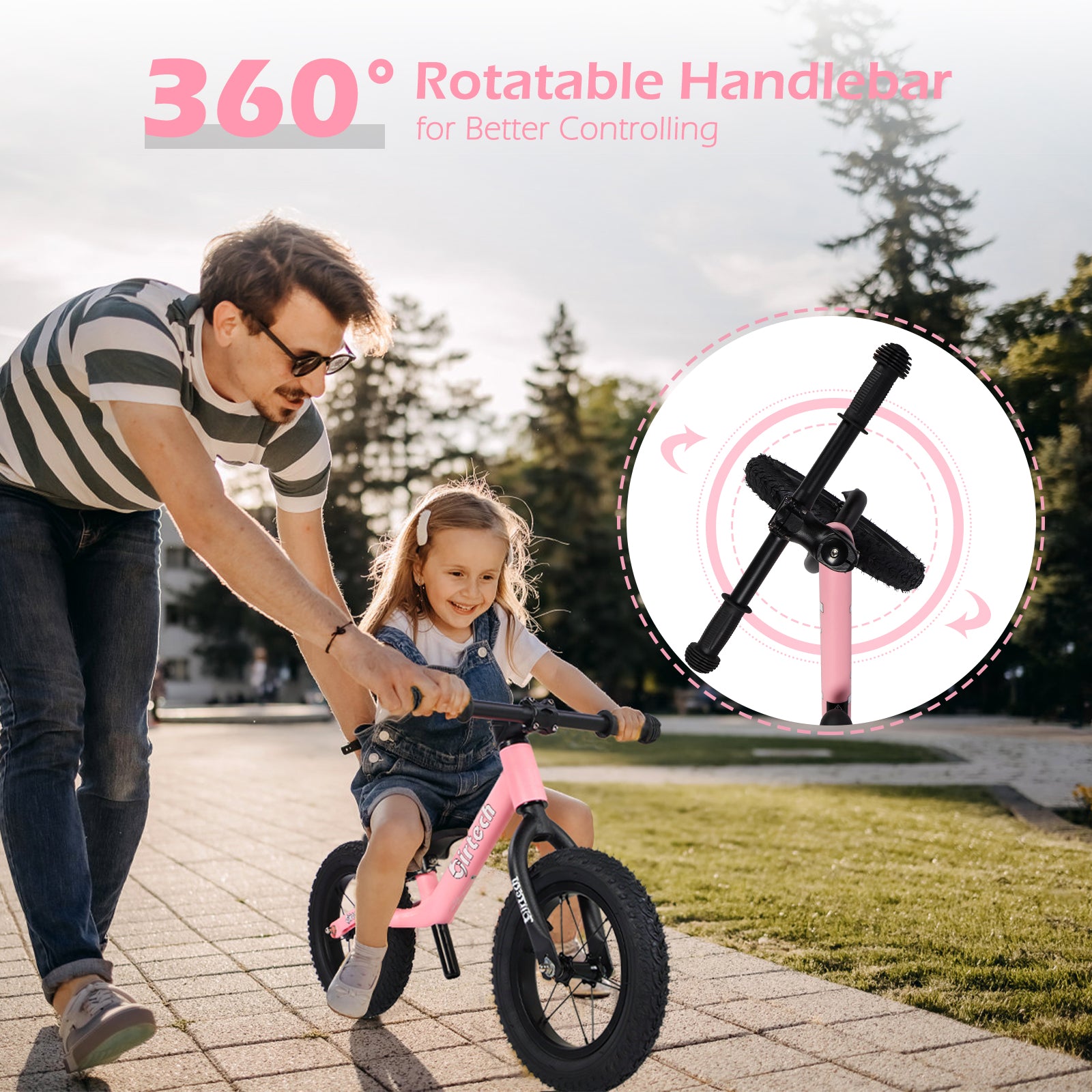 Birtech 12" Balance Bike Nylon Frame Pink