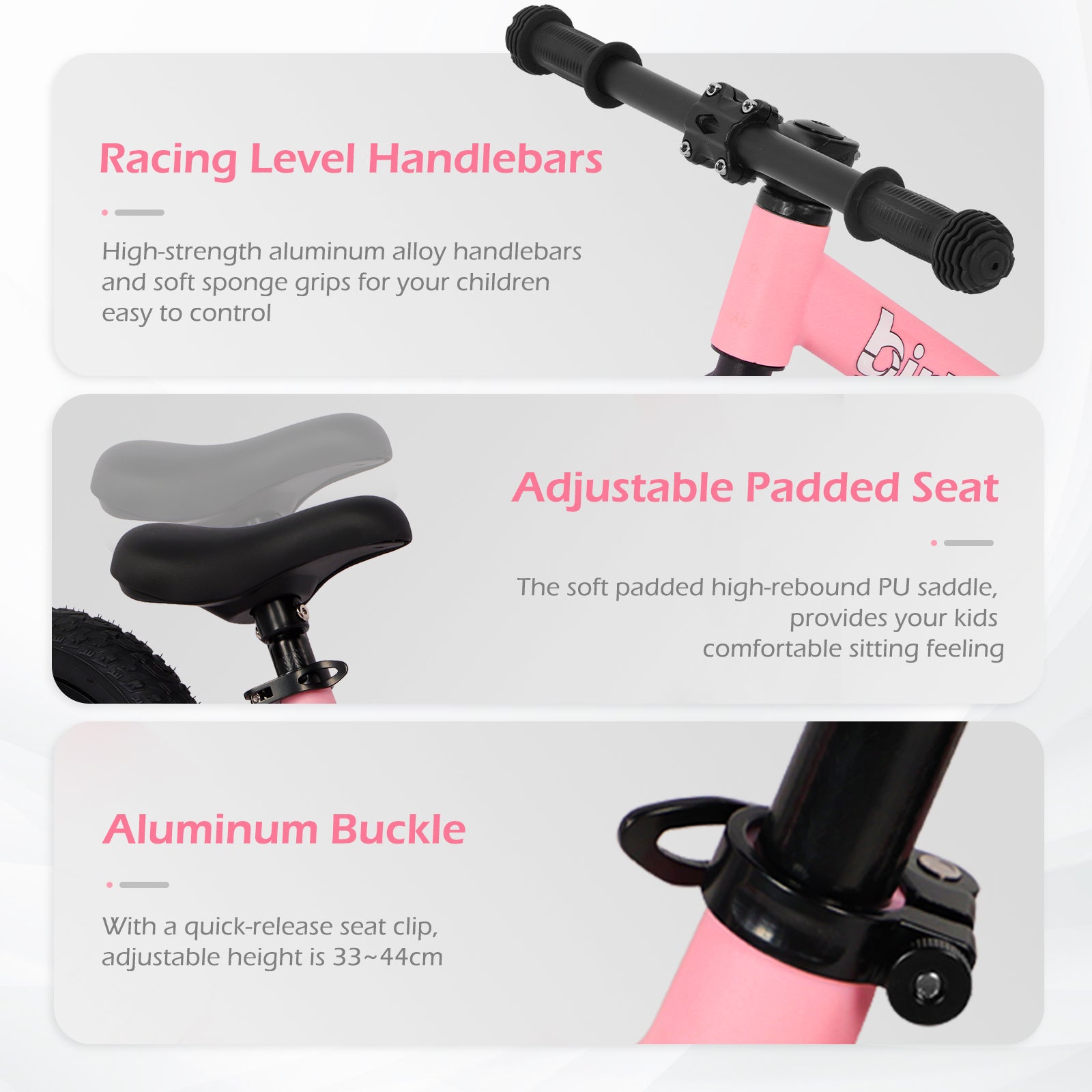 Birtech 12" Balance Bike Nylon Frame Pink