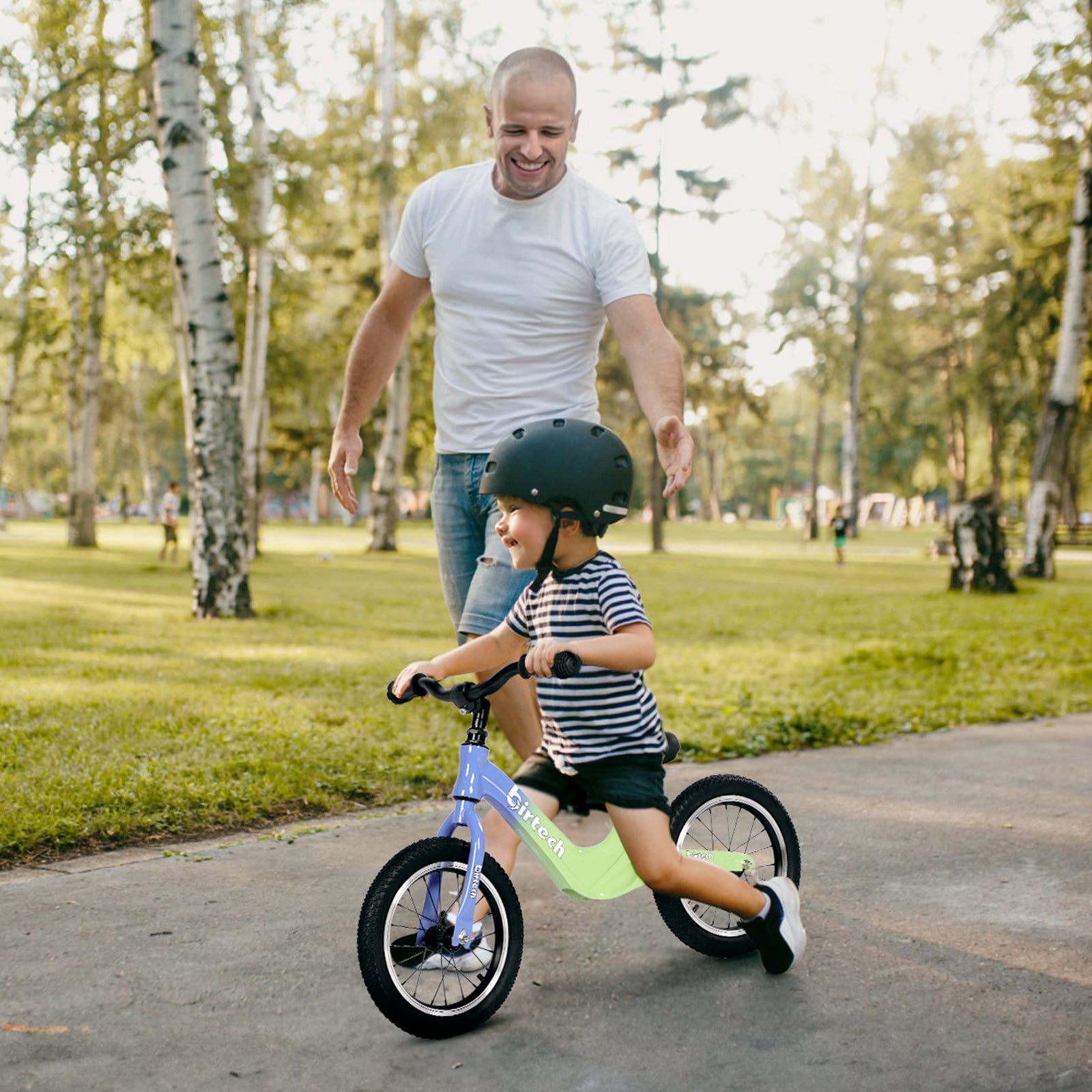 Birtech 14 Inch Kids Balance Bike with Magnesium Alloy Frame Blue&Green