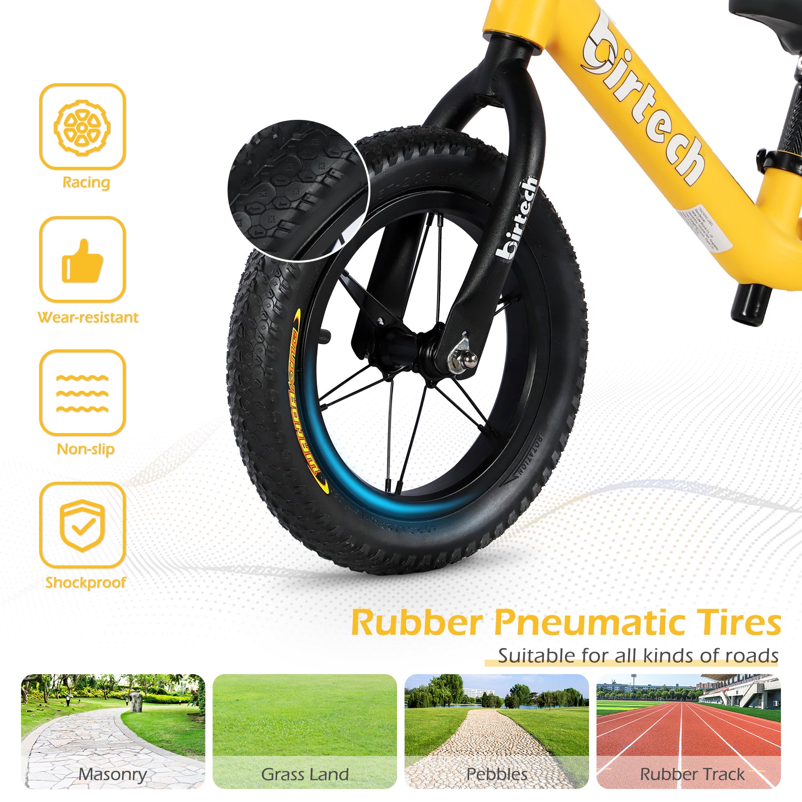Birtech 12" Balance Bike Nylon Frame Yellow