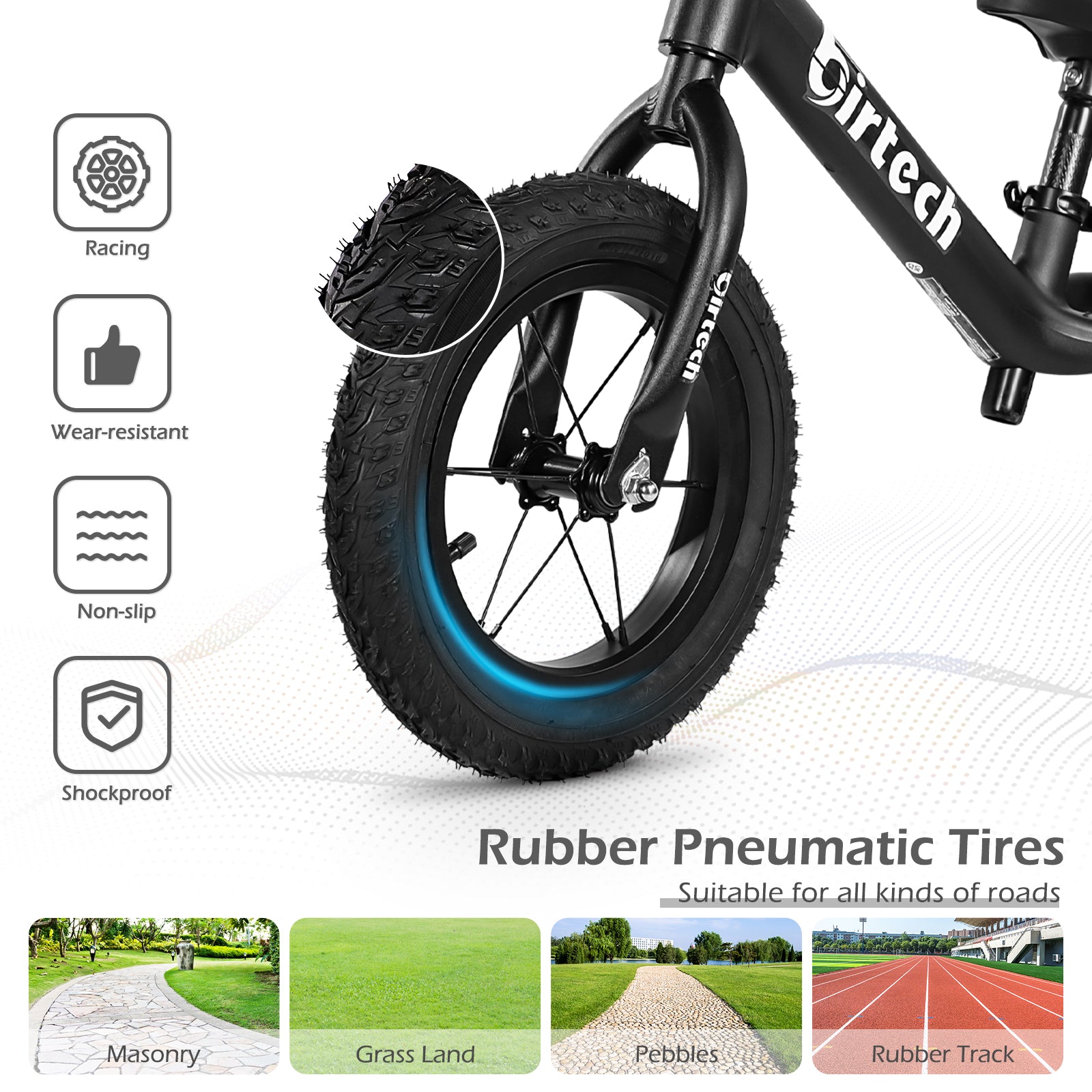 Birtech 12" Balance Bike Nylon Frame Black