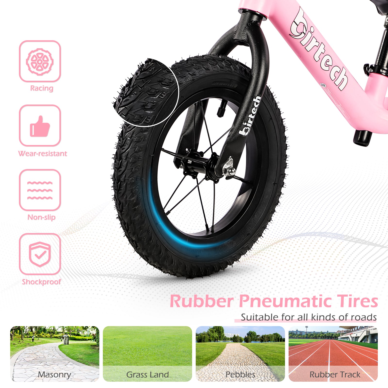 Birtech 12" Balance Bike Nylon Frame Pink