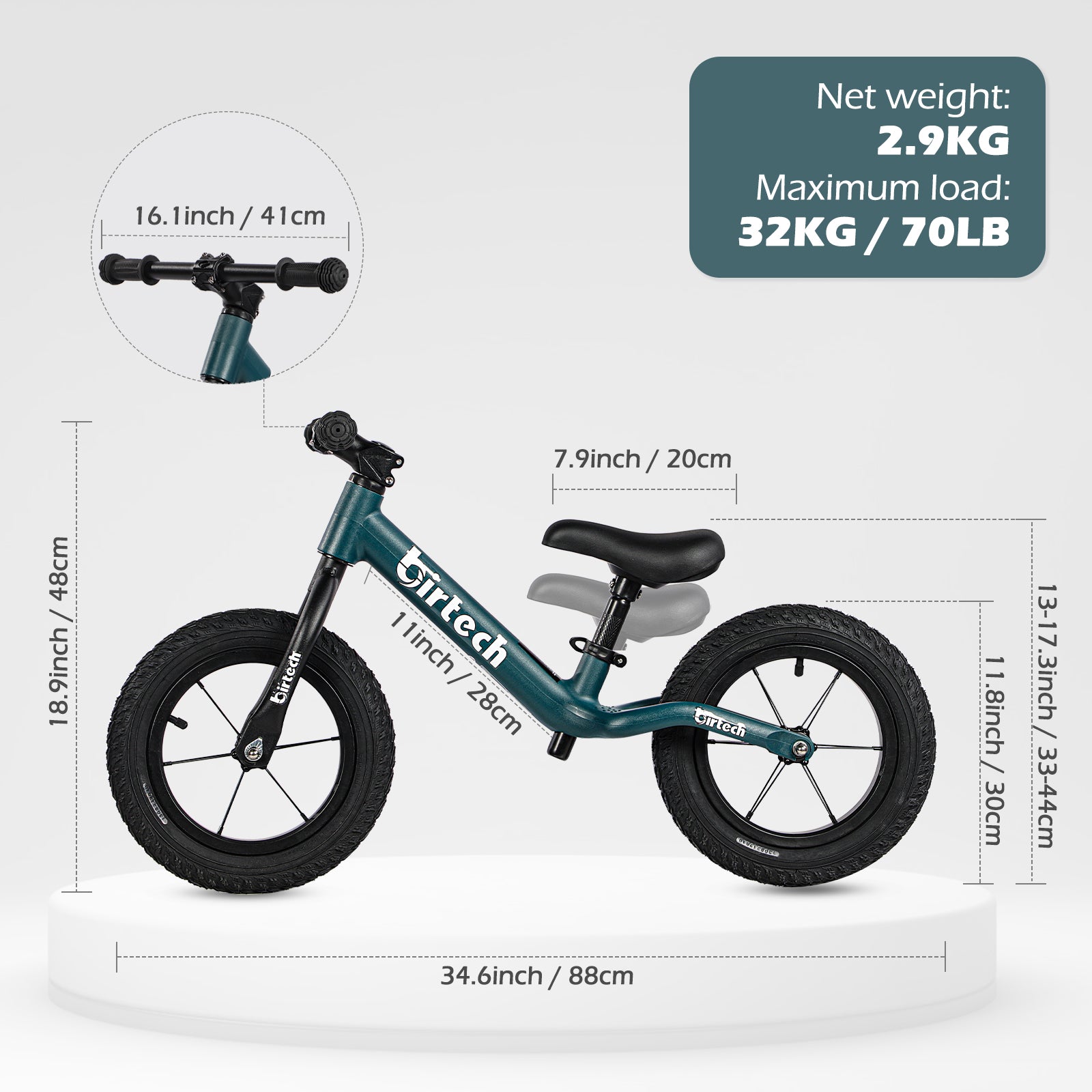 Birtech 12" Balance Bike Nylon Frame Green