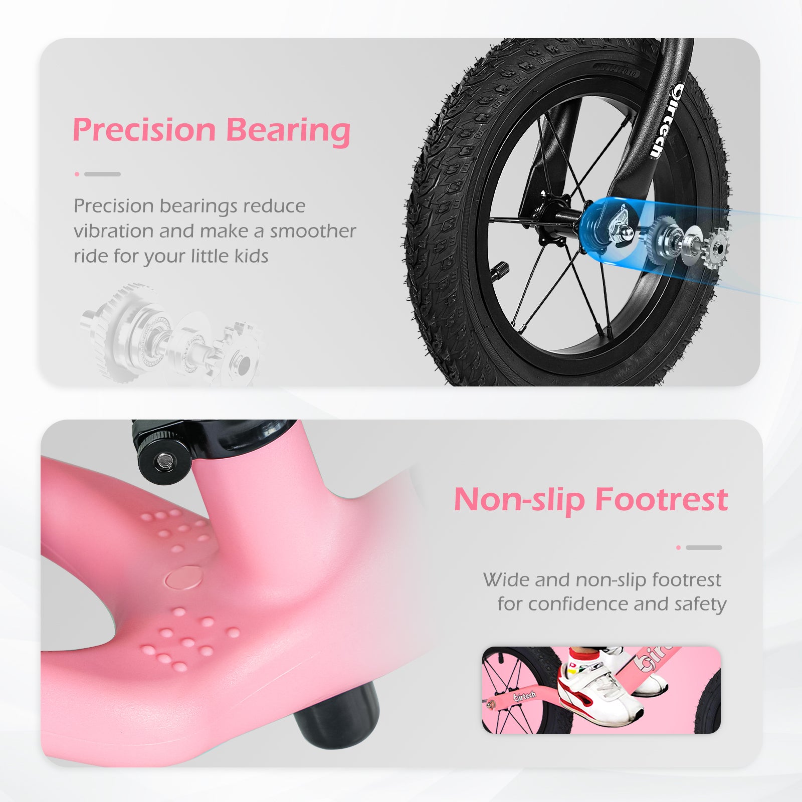 Birtech 12" Balance Bike Nylon Frame Pink