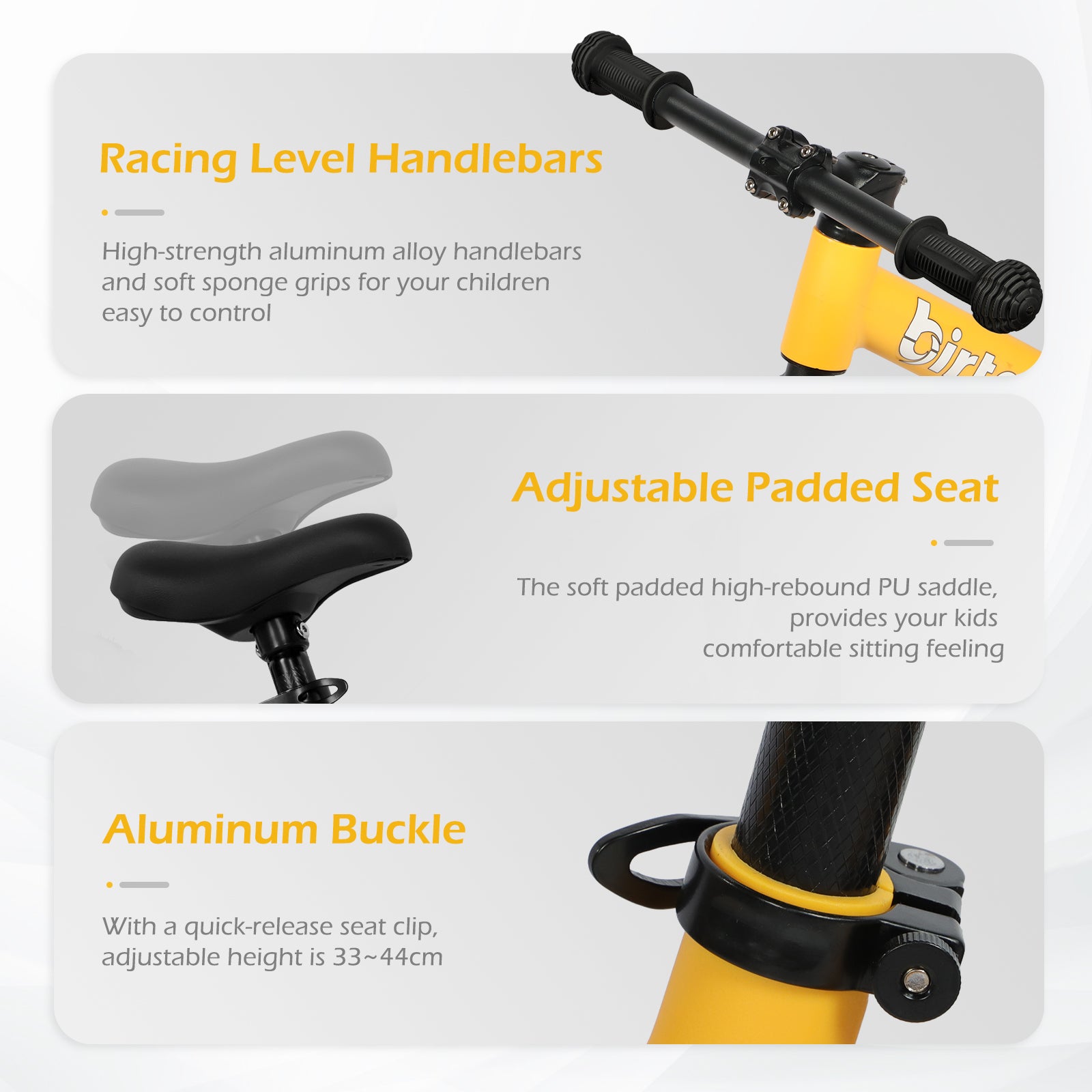 Birtech 12" Balance Bike Nylon Frame Yellow