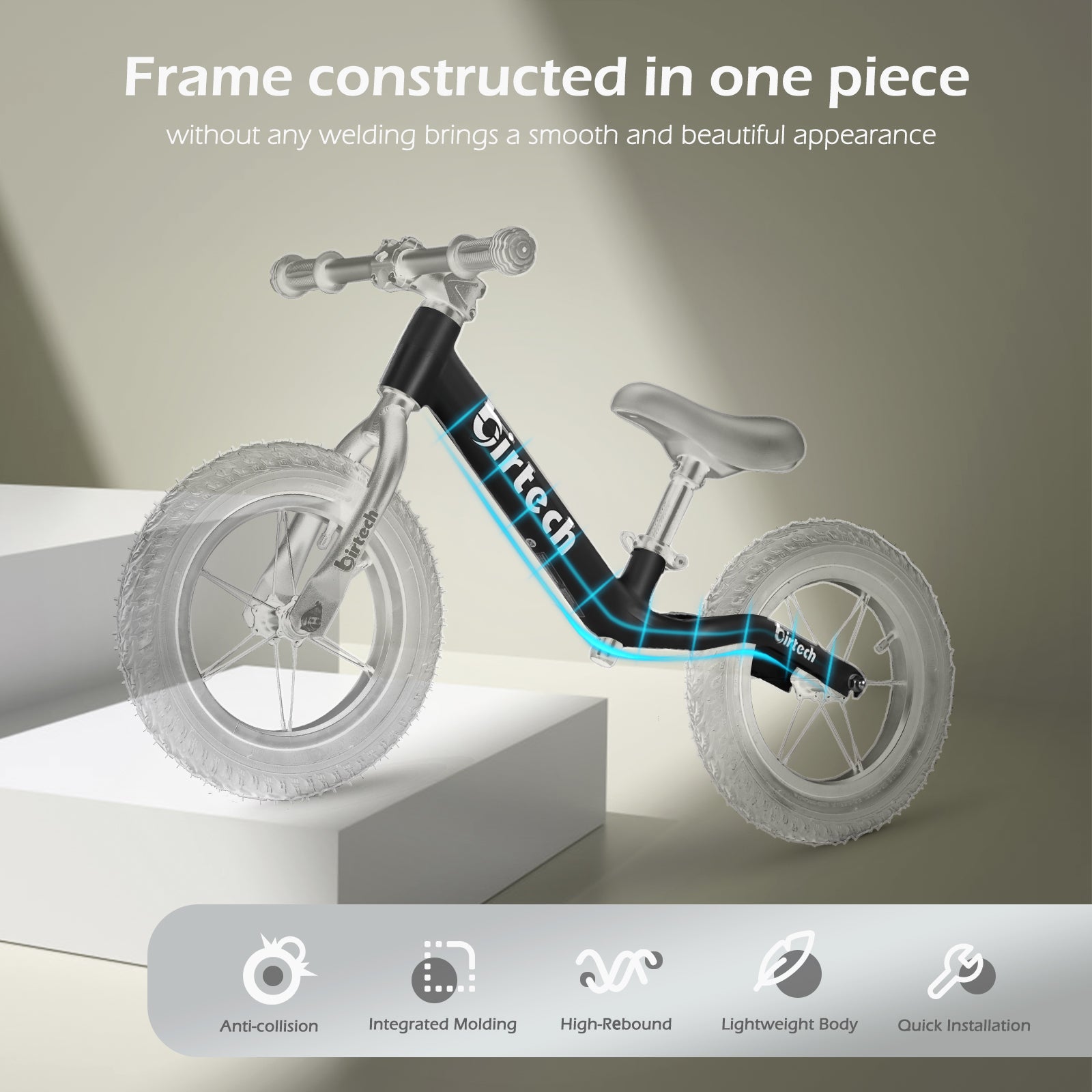 Birtech 12" Balance Bike Nylon Frame Black