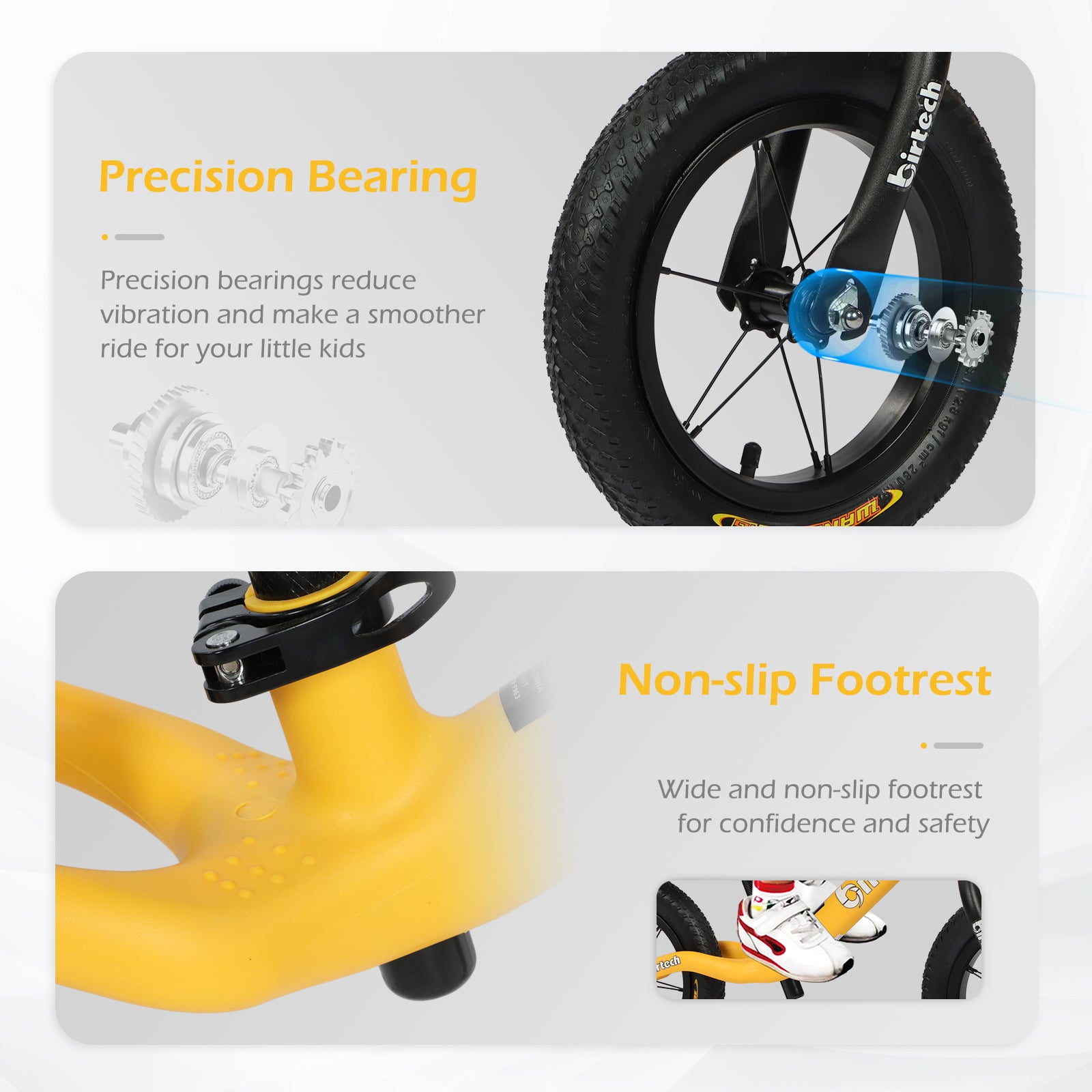 Birtech 12" Balance Bike Nylon Frame Yellow