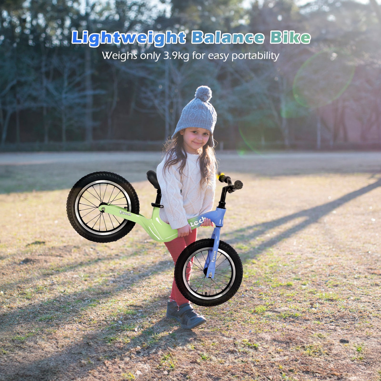 Birtech 14 Inch Kids Balance Bike with Magnesium Alloy Frame Blue&Green