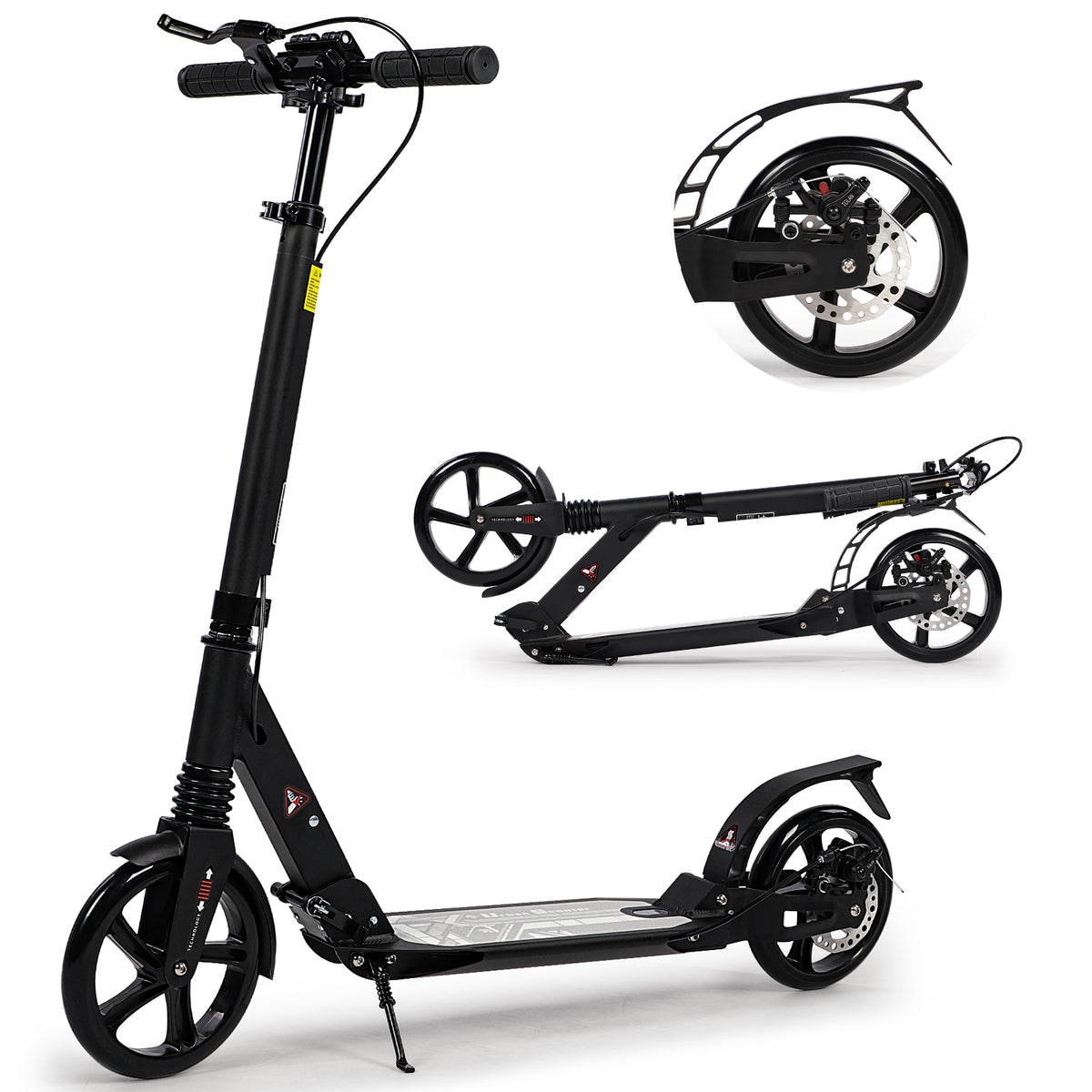 Hyeed Kick Scooter with Disc Brake Black
