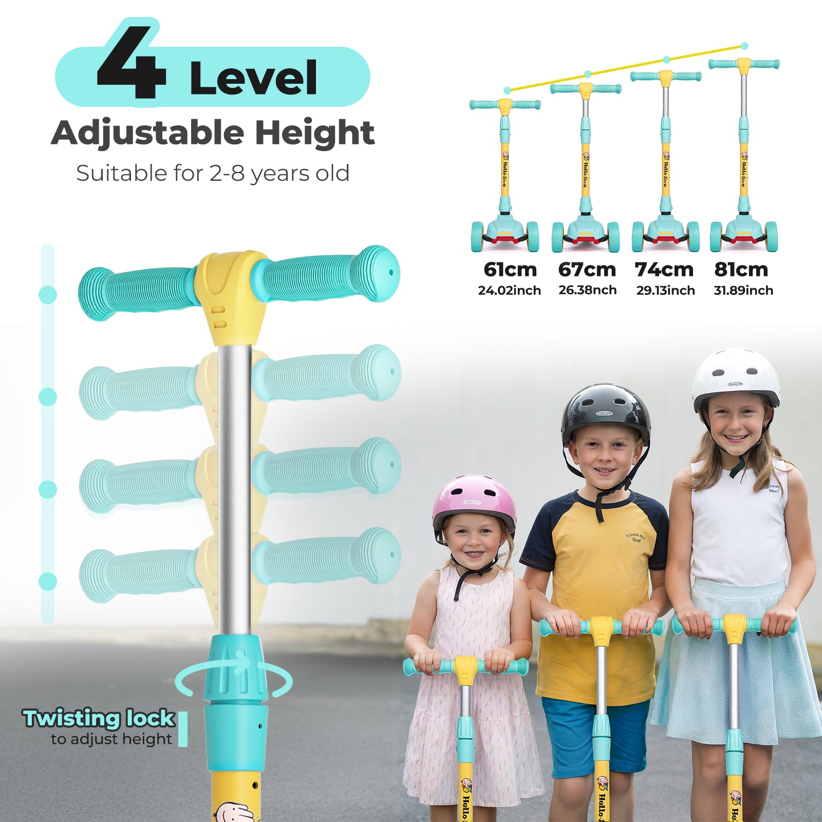 Hyeed 3 Wheel Kids Scooter Age 2-6