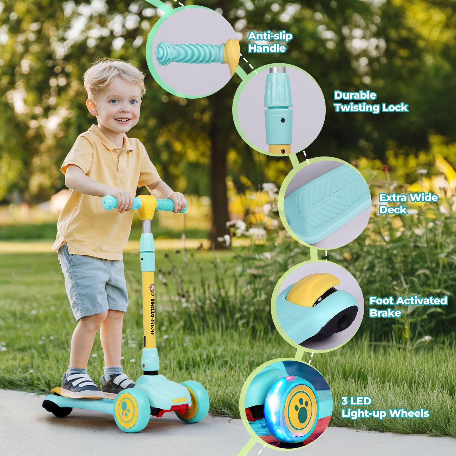 Hyeed 3 Wheel Kids Scooter Age 2-6