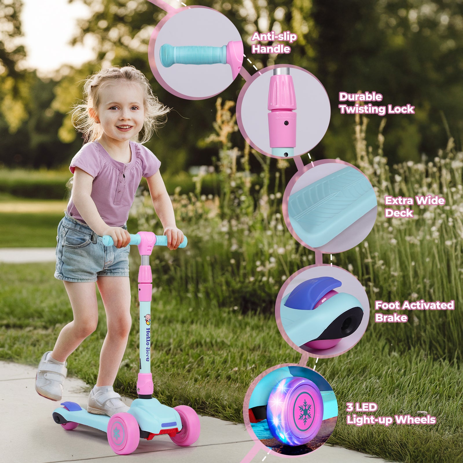 Hyeed 3 Wheel Kids Scooter Age 2-6