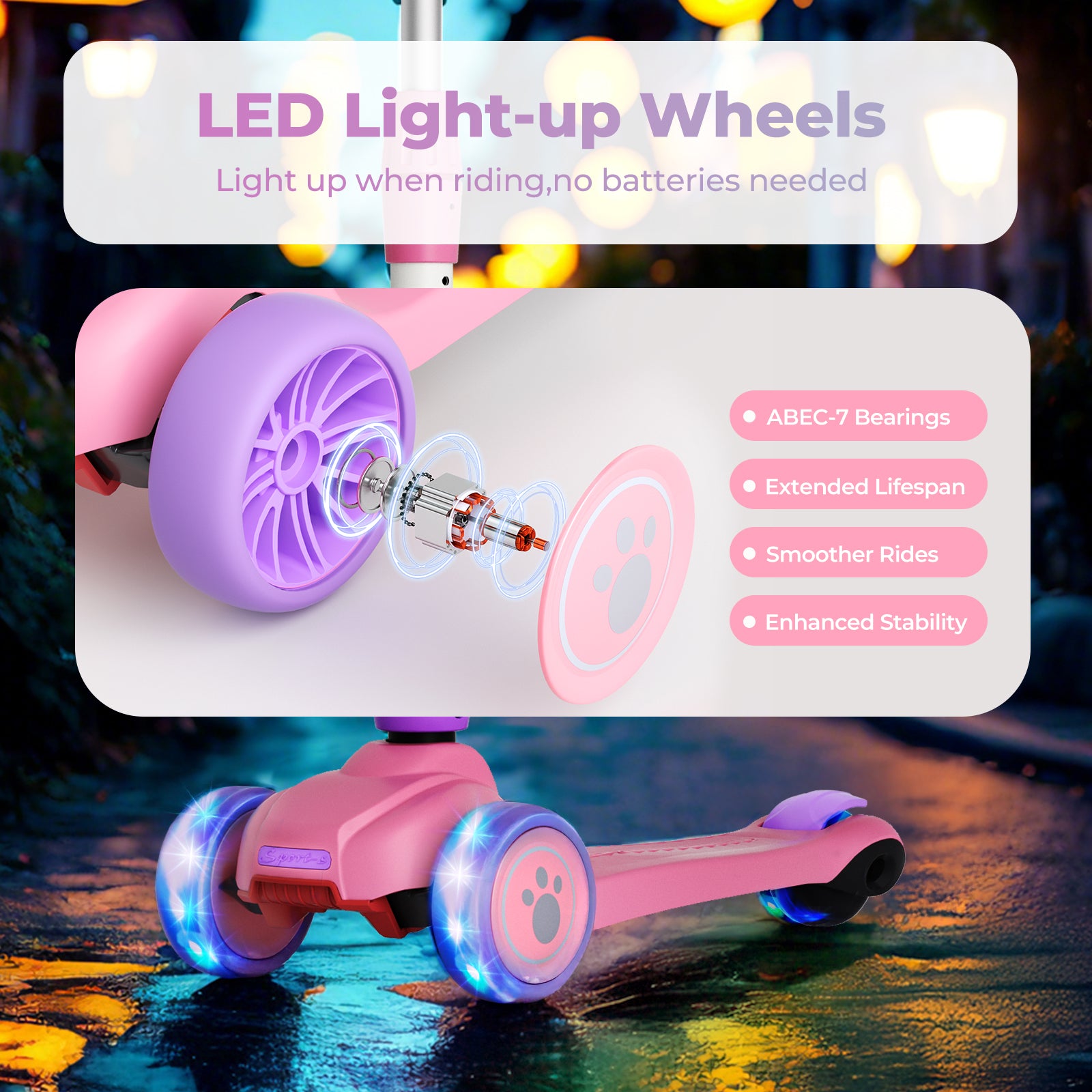Hyeed 3 Wheel Kids Scooter Age 2-6
