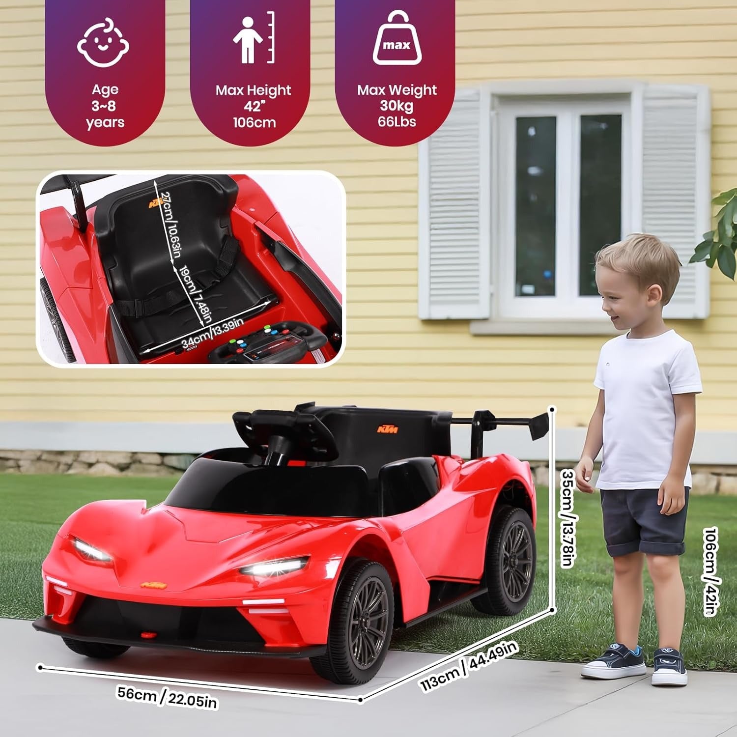 12V Kids Electric Sports Car Ride-On with Remote Control