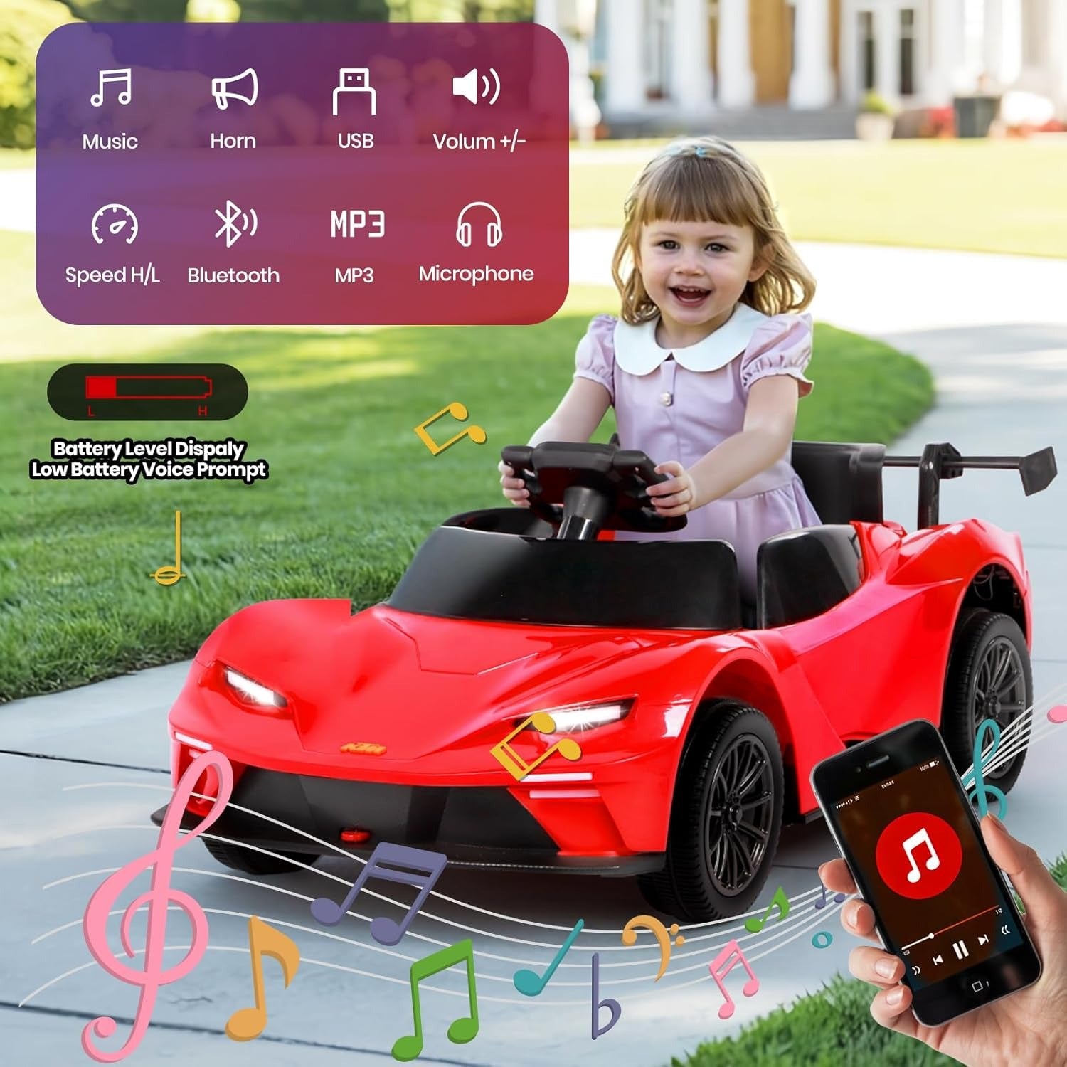 12V Kids Electric Sports Car Ride-On with Remote Control