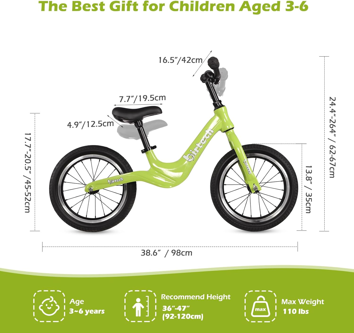 14'' Balance Bike Magnesium Alloy Frame with PU Tires
