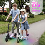 Hyeed Light Up Kick Scooter with Disc Brake White