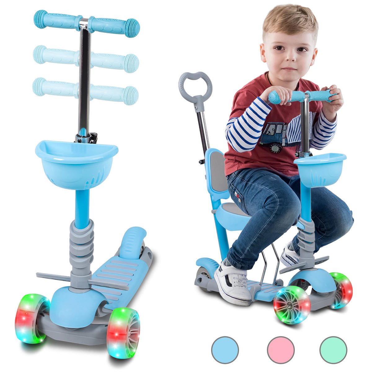 Hyeed 5-in-1 Kids Scooter Blue
