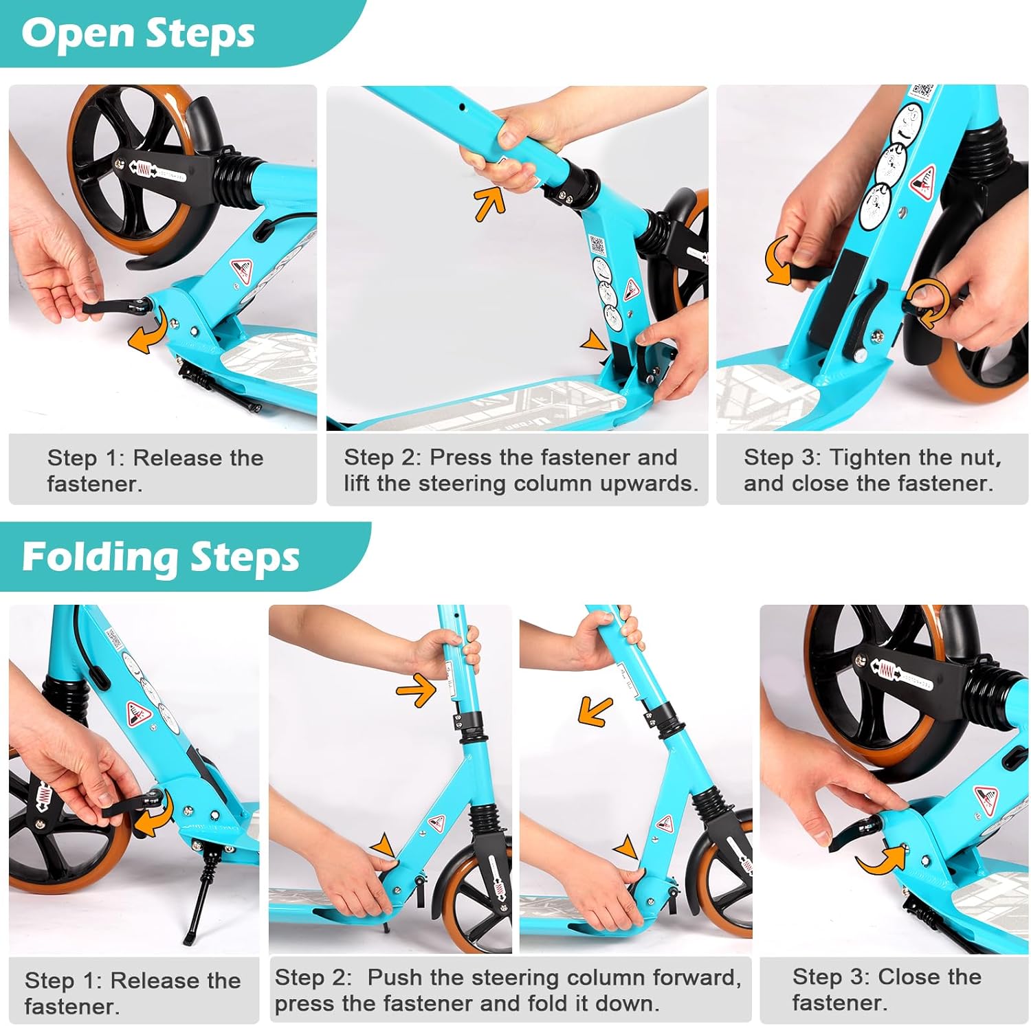 Hyeed Kick Scooter with Disc Brakes Lake Bule