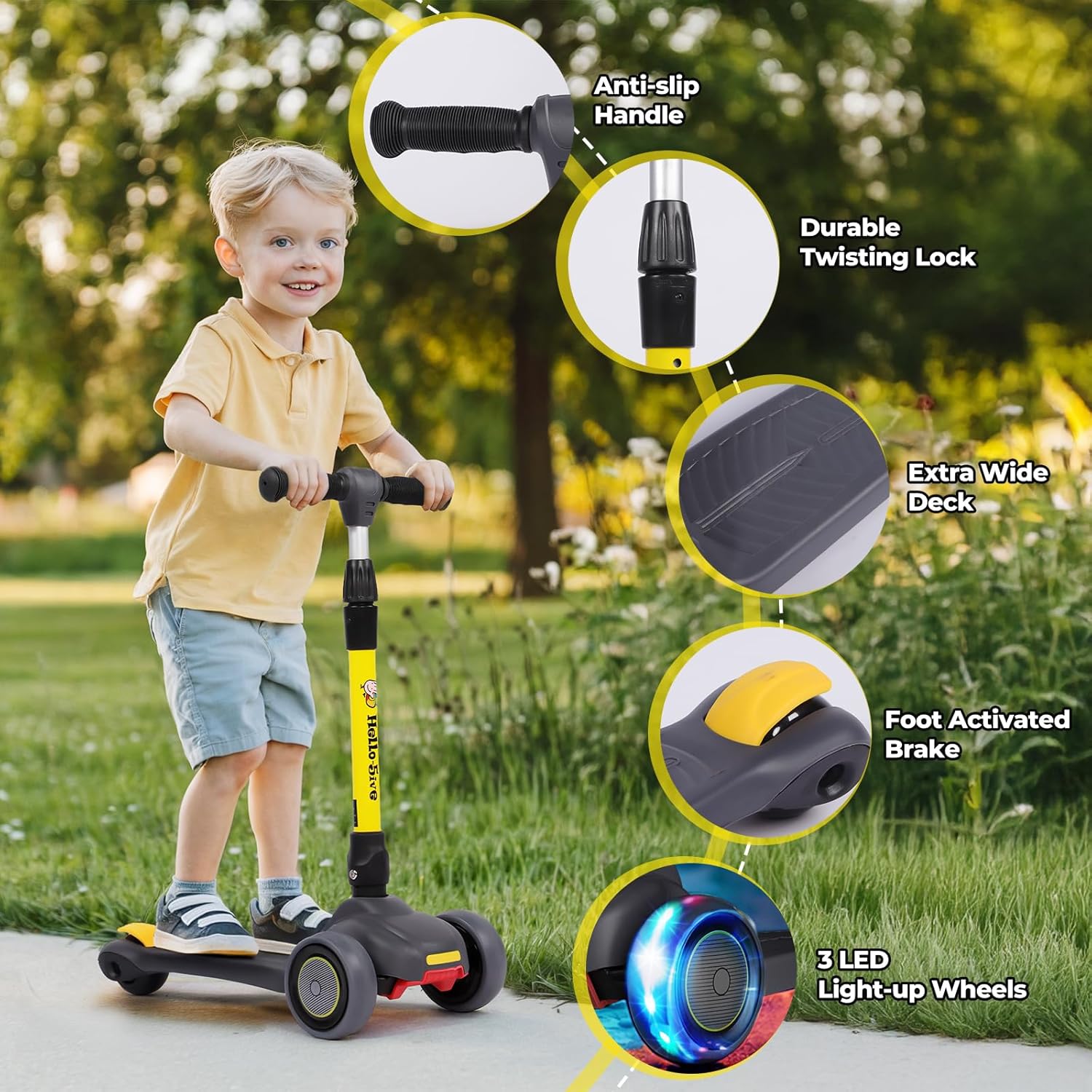 Hyeed 3 Wheel Kids Scooter Age 2-6