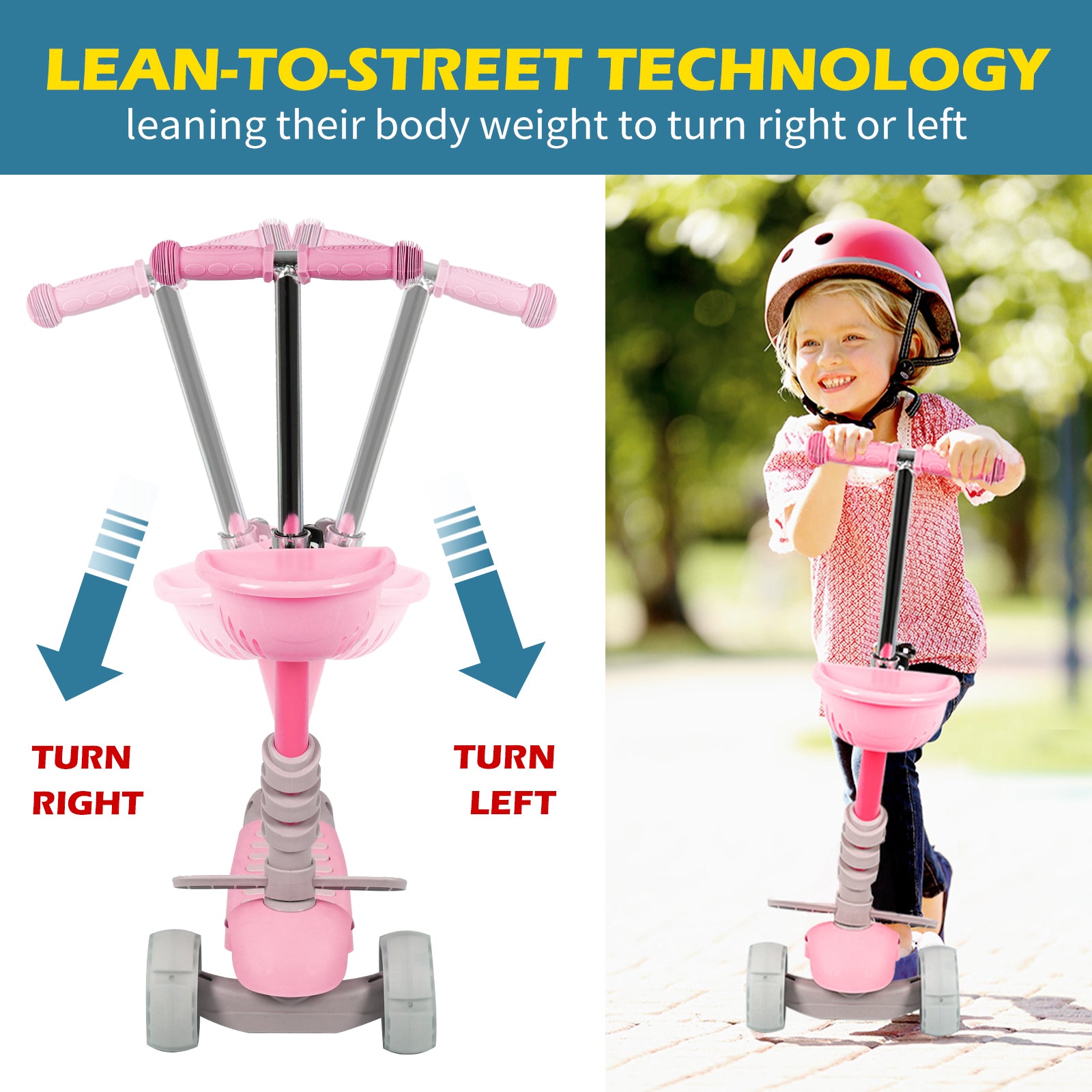 Hyeed 5-in-1 Kids Scooter Pink