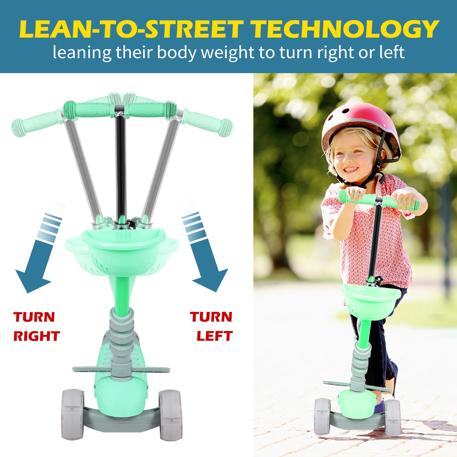 Hyeed 5-in-1 Kids Scooter Green