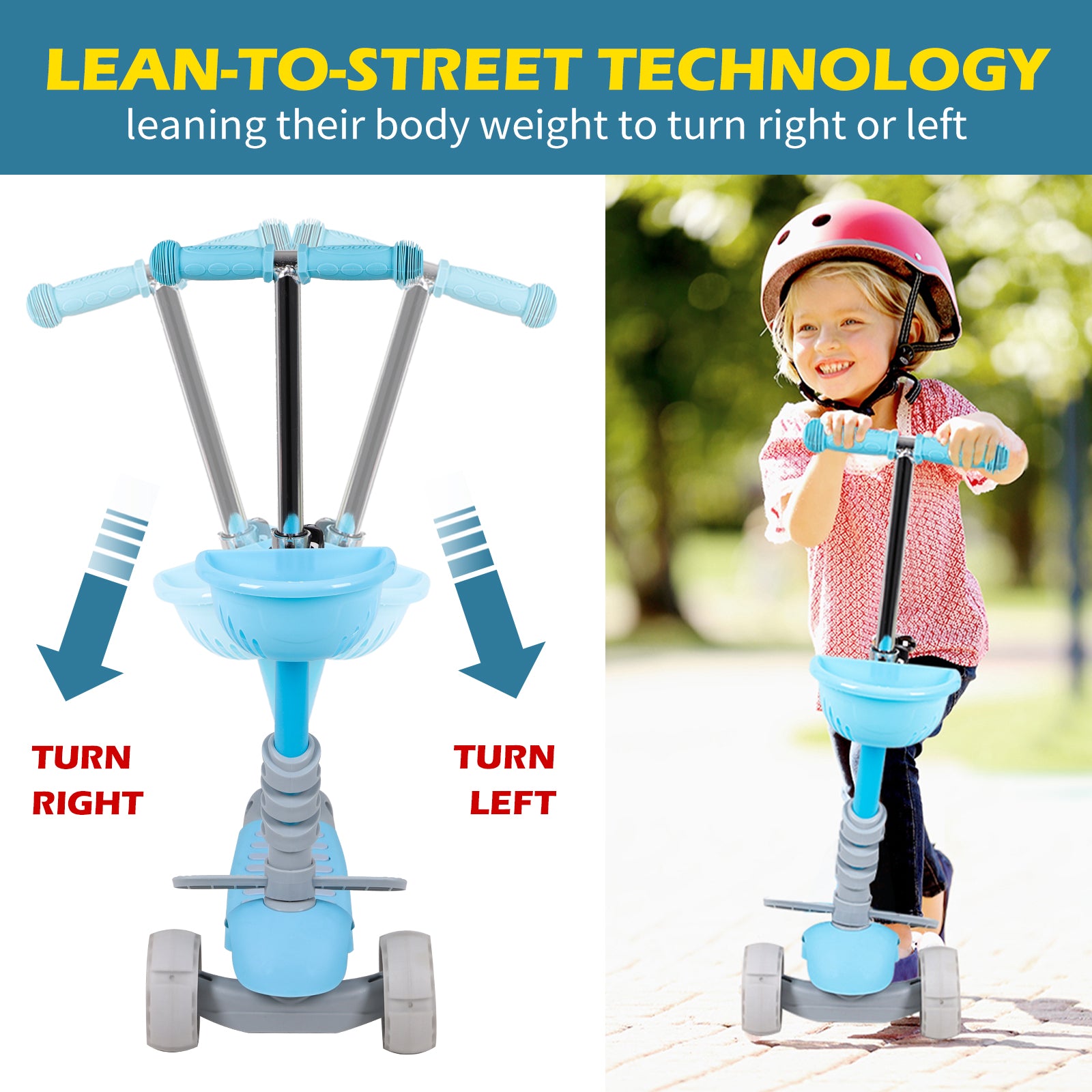 Hyeed 5-in-1 Kids Scooter Blue